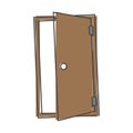 Open door vector icon. Icon indicating room entrance or exit cartoon style on white isolated background Royalty Free Stock Photo