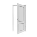 Open door. White wooden interior element