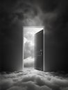 Open doorway in clouds Royalty Free Stock Photo