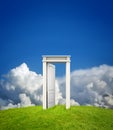 Open doorway in countryside