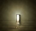 Open doorway in surreal space Royalty Free Stock Photo