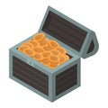 Open dower chest icon, isometric style