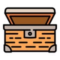 Open dower chest icon, outline style