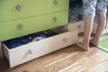 A drawer in a bedroom