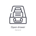 open drawer outline icon. isolated line vector illustration from general collection. editable thin stroke open drawer icon on