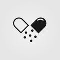 Open drug capsule icon. Pill, medicine symbol for healthcare related web site, app, logo and UI design Royalty Free Stock Photo