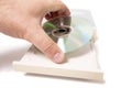 open dvd-rom on white Royalty Free Stock Photo