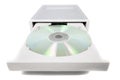 open dvd-rom on white Royalty Free Stock Photo