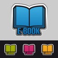 Open E-Book Sticker Icons - Colorful Vector Illustration - Isolated On Gray And Black Background