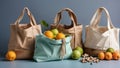 Open eco friendly cotton reusable bag zero waste concept
