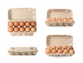 Egg Box with Chicken Eggs, Carton Pack or Egg Container Royalty Free Stock Photo