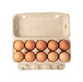 Egg Box with Chicken Eggs, Carton Pack or Egg Container Royalty Free Stock Photo