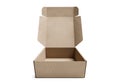 Open empty brown cardboard box on white background Royalty Free Stock Photo