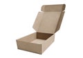 Open empty brown cardboard box on white background Royalty Free Stock Photo