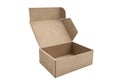 Open empty brown cardboard box on white background Royalty Free Stock Photo