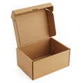 Open empty brown cardboard box on white background Royalty Free Stock Photo