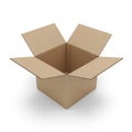 Open Cardboard Shipping Box with Flaps Extended on White Background packaging Royalty Free Stock Photo