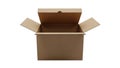 An open empty brown corrugated cardboard box ready for packing or shipping isolated on white background Royalty Free Stock Photo