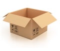 Open empty cardboard box 3d illustration Royalty Free Stock Photo