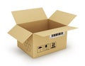 Open empty cardboard box 3d illustration, Royalty Free Stock Photo