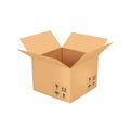 Open empty cardboard box 3d illustration, isolated on white back Royalty Free Stock Photo