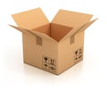 Open empty cardboard box 3d illustration, isolated on white background Royalty Free Stock Photo