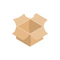Open empty cardboard box icon, isometric 3d style Royalty Free Stock Photo