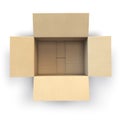 Open empty cardboard box Isolated on white background. Royalty Free Stock Photo