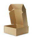 Open empty cardboard box isolated on white. Mockup for design Royalty Free Stock Photo