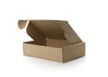 Open empty cardboard box isolated on white. Mockup for design Royalty Free Stock Photo