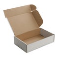 Open empty cardboard box isolated on white. Mockup for design Royalty Free Stock Photo