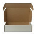 Open empty cardboard box isolated on white. Mockup for design Royalty Free Stock Photo