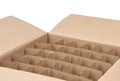 Open empty cardboard box with partitions for transporting broken items Royalty Free Stock Photo