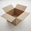 Open Cardboard Box with Flaps Extended on a Light Gray Surface packaging shipping Royalty Free Stock Photo