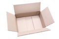 Open empty cardboard box on a white background. Isolated. Rectangular box