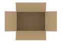 Open empty cardboard paper box for goods 3d rendering illustration from top view Royalty Free Stock Photo