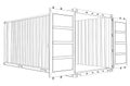 Open Empty Cargo Container. Wire-frame style Royalty Free Stock Photo