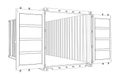 Open Empty Cargo Container. Wire-frame style Royalty Free Stock Photo