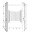 Open Empty Cargo Container. Wire-frame style Royalty Free Stock Photo
