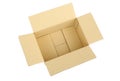 Open empty carton corrugated cardboard box isolated on white Royalty Free Stock Photo