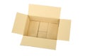 Open empty carton corrugated cardboard box isolated on white Royalty Free Stock Photo