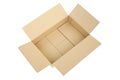 Open empty carton corrugated cardboard box isolated on white Royalty Free Stock Photo