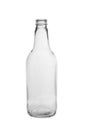 Open empty clear glass bottle for beer and mineral water. Isolated on a white background Royalty Free Stock Photo