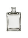 Open, empty glass perfume squared bottle isolated on a white background Royalty Free Stock Photo