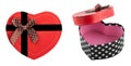 Open empty polka dot gift box in heart shape Royalty Free Stock Photo