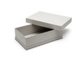 Open empty rectangular storage box on white surface Royalty Free Stock Photo