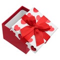 Open empty red gift box with ribbon and bow isolated on white background Royalty Free Stock Photo