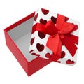 Open empty red gift box with ribbon and bow isolated on white background Royalty Free Stock Photo