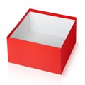 Open empty red square box isolated on white