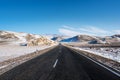 Open empty road with beautiful rodeside view at countryside in winter